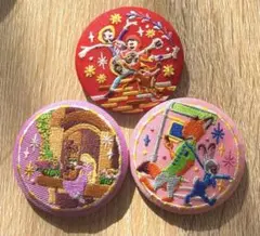 ディズニー刺繍缶バッジビスケット2 ラプンツェル/リメンバーミー /ズートピア