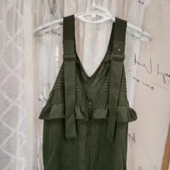 オリーブグリーン サロペット ノースリーブ