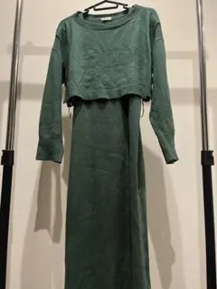 ローリーズファーム　グリーン ニットワンピース 長袖