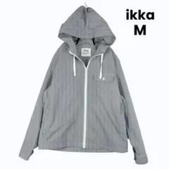 ikka イッカ　フード付き ストライプ ジップパーカー M ライトアウターのサムネイル