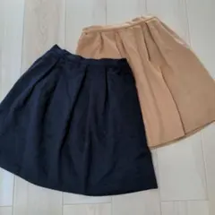 アースミュージックアンドエコロジー　ひざ丈スカート２点セット　ネイビー　ベージュ