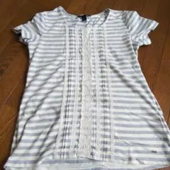 TOMMY HILFIGER 半袖Tシャツ グレーとホワイトストライプのサムネイル