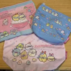 すみっこぐらし　ポーチ・巾着3点セット　えびてんのしっぽ