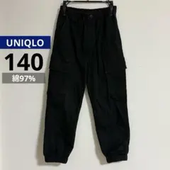 UNIQLO カーゴジョガーパンツ 140 キッズ ブラック 綿パン ユニクロ