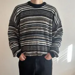 90s USA製 NEW ERA ニューエラ ボーダー ニット セーター 短丈のサムネイル