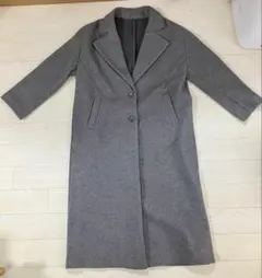 グレー ロングコート ウール風生地