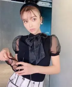 eimyistoireエイミーオーガンジーリボンニットピンク