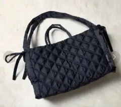 アウトドア　キルティング　バッグ　トートバッグ　A4 outdoor リボン　黒