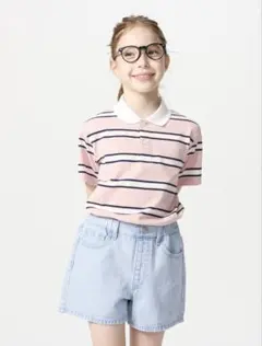 【美品】UNIQLO girls デニムショートパンツ ブルー 120