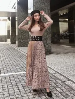 レア　eimy istoire  monogramニットドッキングプリーツワンピ