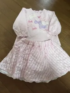 【本日限定価格】メゾピアノ90リボンセットアップピンク&ギンガムェックスカート