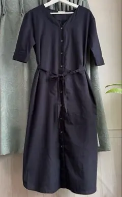 アースミュージックアンドエコロジー ネイビー半袖ワンピース　フリーサイズ