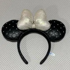 ディズニー　カチューシャ　ミニー　レザー　ドット　スパンコール　キルティング