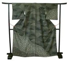 美品 一越地 江戸小紋 寄せ柄 附下げ・訪問着（正絹）未使用＜HH2331＞