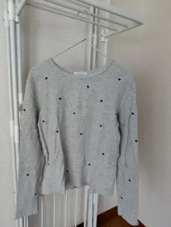 FREAK'S STORE　レディース　グレー 長袖 トップス ハート刺繍　リブ