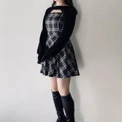 ショートニット×キャミワンピースセット♡