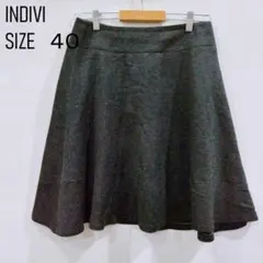 INDIVI　インディヴィ　ブラック　フレアースカート　膝丈　日本製　４０　L
