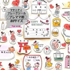⭐️匿名発送　B5◎母子手帳マタニティフレークシール【プレママ柄】