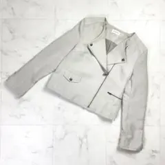 PLST フェイクスエードライダースジャケット ライトグレー S*ND709