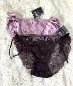 Ｄ68新品チュチュアンナレースショーツ ラベンダーとダークパープル 2枚セットM