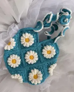 モチーフバッグ　お花のバッグ　編み物　ハンドメイド