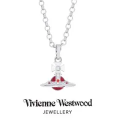 ヴィヴィアン New Petite オーブ ネックレス 赤石×シルバー VW72