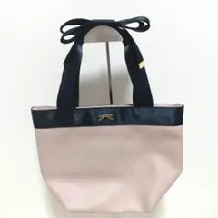 美品　リボン付きハンドバッグ　ピンク×ブラック