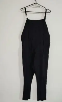 サロペット レディース 黒 オールインワン　M　サロペット　肩紐調整