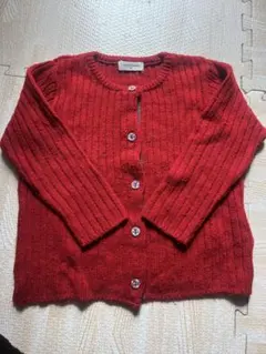 センスオブワンダー 赤いリブ編みカーディガン 100cm
