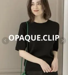 OPAQUE.CLIP コットン ケーブル　ニット　半袖　ブラック　38 M