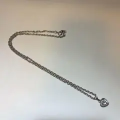 シルバー ハート型 ネックレス クリスタル付き　ハンドメイド