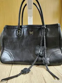 アナスイ♡ ブラックレザーバタフライトートバッグ