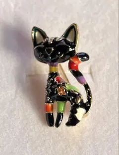 ブローチ☆猫☆ネコピンバッジ☆黒猫カラフル☆ペンダントトップにも♪