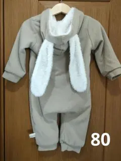 ウサギ耳付きフードアウター 80 ジャンプスーツ カバーオール