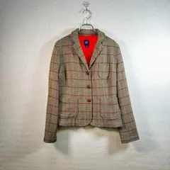 ▲GAP ギャップ チェック 　テーラードジャケット　レディースL