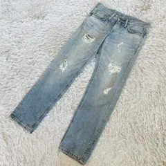 EDWIN エドウィン　ダメージデニムジーンズ　ストレート　ブルー　XS