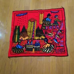 ペルー チチカカ湖 ウロス島 刺繍 クッションカバー 現地購入 ペルー チチカカ湖 ウロス島 刺繍 クッションカバー 現地購入