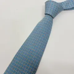 u*o様 HERMES エルメス ネクタイ 総柄 ブルー ライトブルー