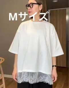 しまむら ammy アミー lutique ルティーク 裾レースTシャツ M