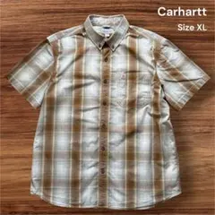 【Carhartt カーハート】オンブレチェック 半袖シャツ ブラウン系 XLのサムネイル