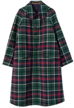 Scye サイ サイベーシック チェック柄 Aラインコート グリーン 38
