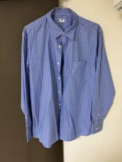 UNIQLO ボタンダウンシャツ L 青白ストライプ