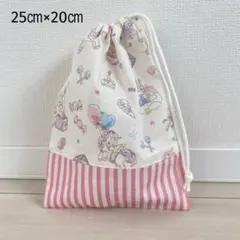 巾着　給食袋　ハンドメイド　ユニコーン　ピンク　ストライプ　入園　入学　女の子