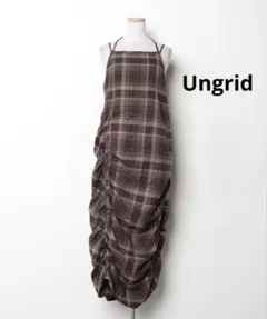 【Ungrid】　シャーリングデザインチェックワンピース