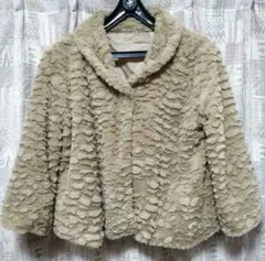 【動物になったみたい❗️】ベージュのふわふわモコモコポンチョ風コート/L
