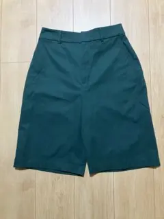 ダークグリーン ハーフパンツ ウエストゴム