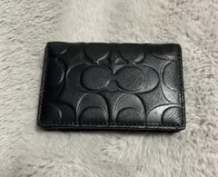 COACH 型押しレザー名刺入れ 黒のサムネイル