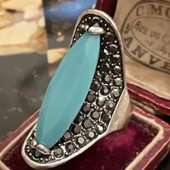 英国　イギリス　ヴィンテージ　トルコ石風　ターコイズブルー　指輪　リング　13号