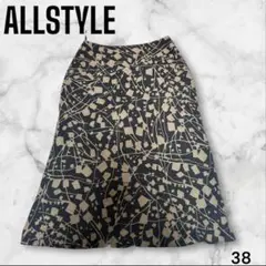 【ALLSTYLE】38 抽象パターンフレアスカート 裏地あり