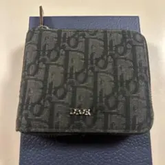 【DIOR】ディオール　オブリーク　ジャカード　メンズ二つ折り財布